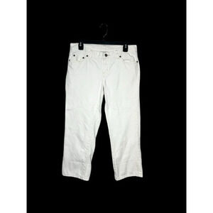 Columbia Straight Leg Cropped Jeans Women’s Sz 6 Ivory Winter White EUC Cuffed